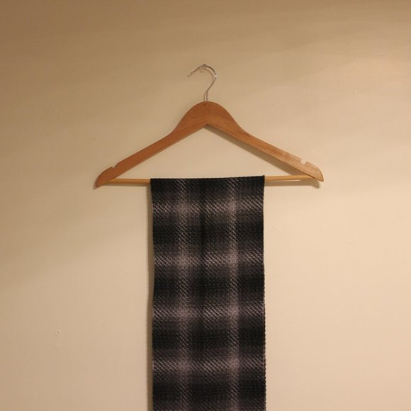 Charcoal Grey  Plaid Vintage Scarf - Picture 2 of 7